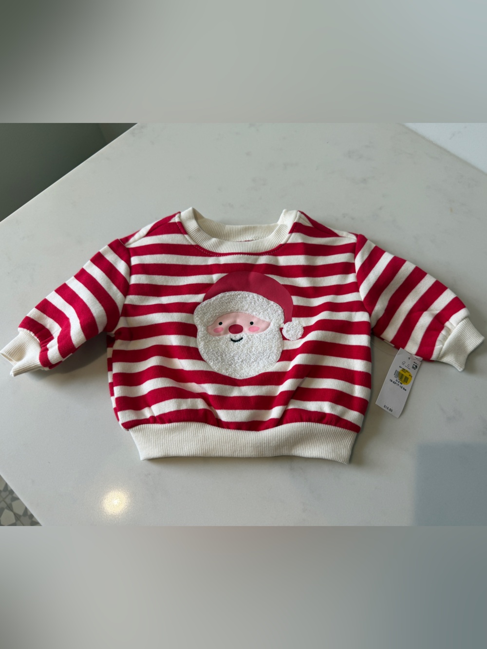 NWT Old Navy Children's Red & White Striped Santa Sweatshirt, size 0-3 mo